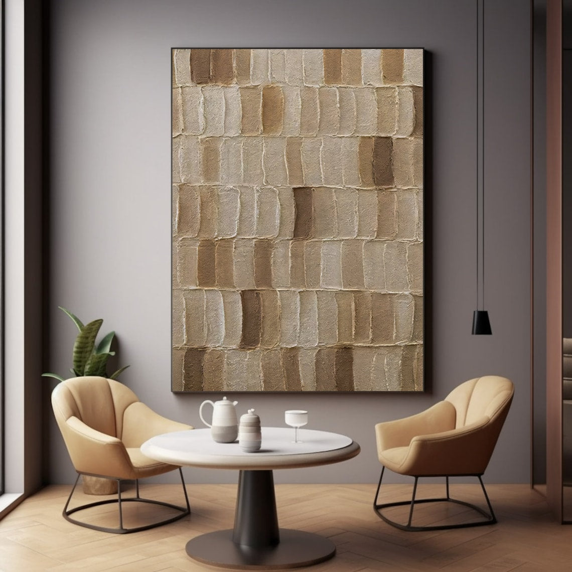 Elegant Textured – Large Abstract Canvas Wall Art in Neutral Earth Tones
