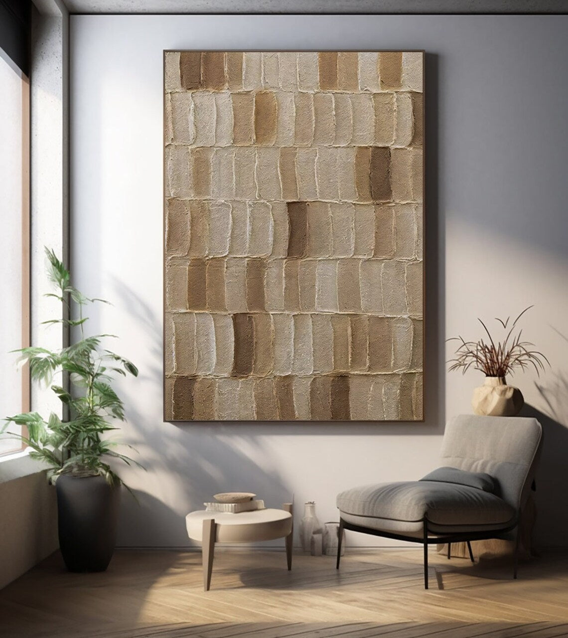 Elegant Textured – Large Abstract Canvas Wall Art in Neutral Earth Tones