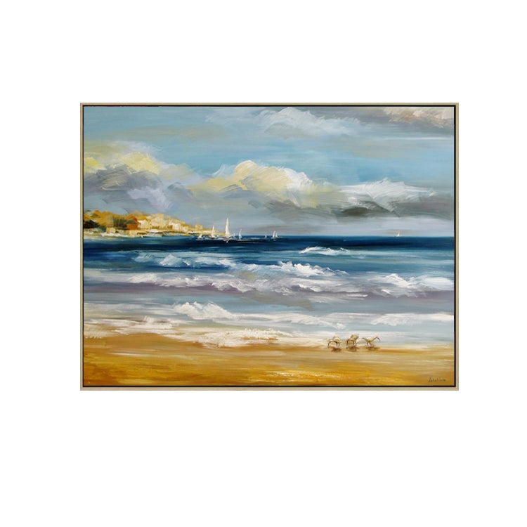 Summer Breeze coastal wall decor with ocean waves, sandy beach, and sailboats
