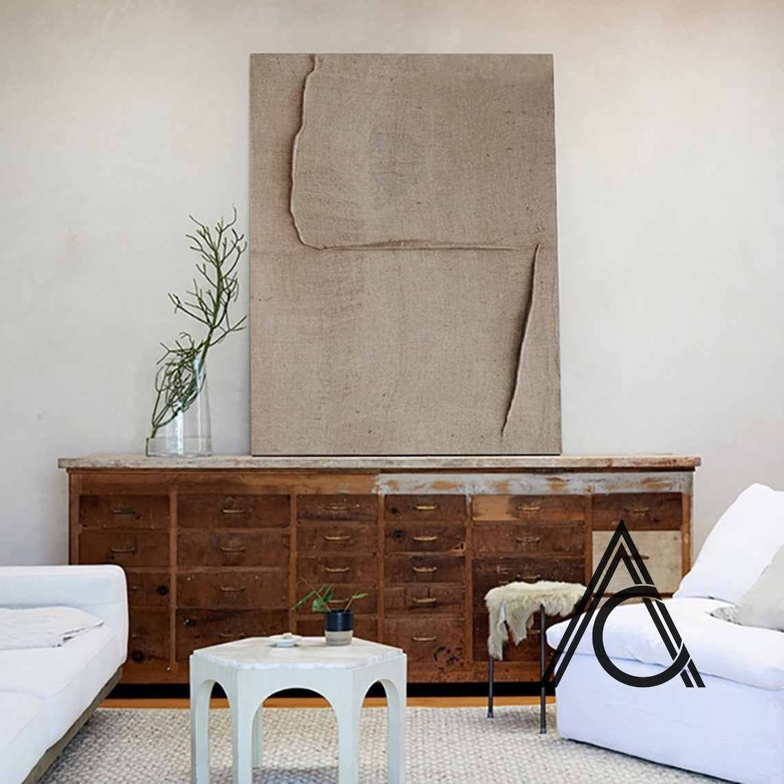 Serene Impressions – Textured Abstract Wabi Sabi Wall Art in Neutral Tones