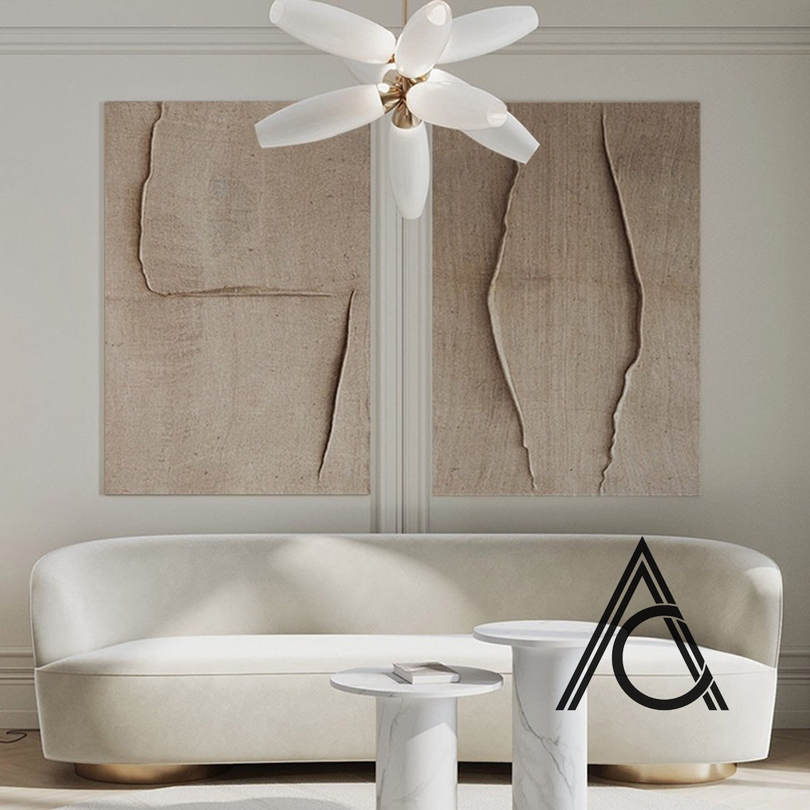 Serene Impressions – Textured Abstract Wabi Sabi Wall Art in Neutral Tones