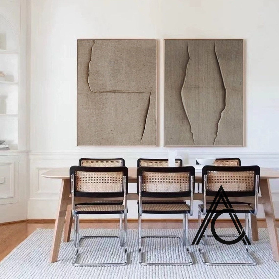 Serene Impressions – Textured Abstract Wabi Sabi Wall Art in Neutral Tones