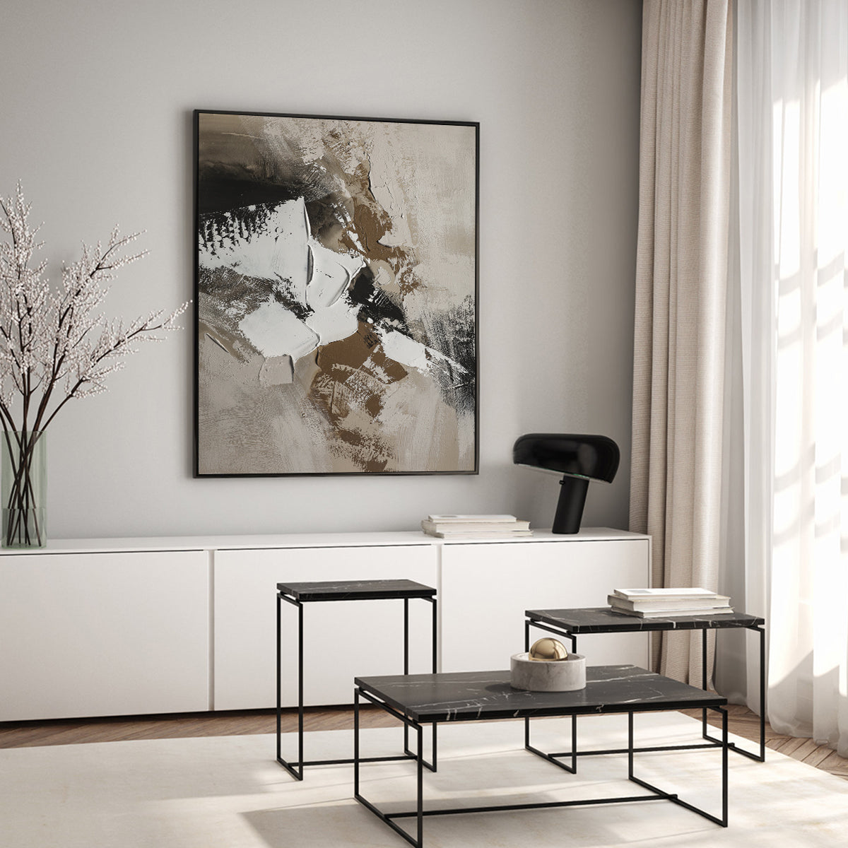 Neutral Tones Textured Abstract Art