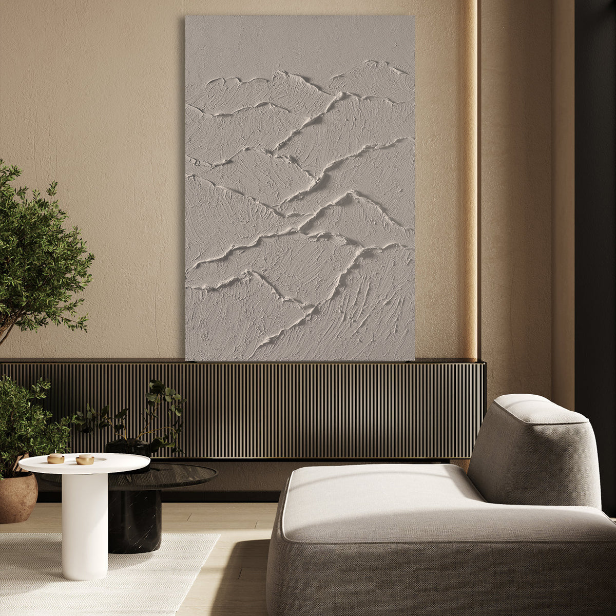 Minimalist Textured Art 3D Mountain-Inspired Canvas