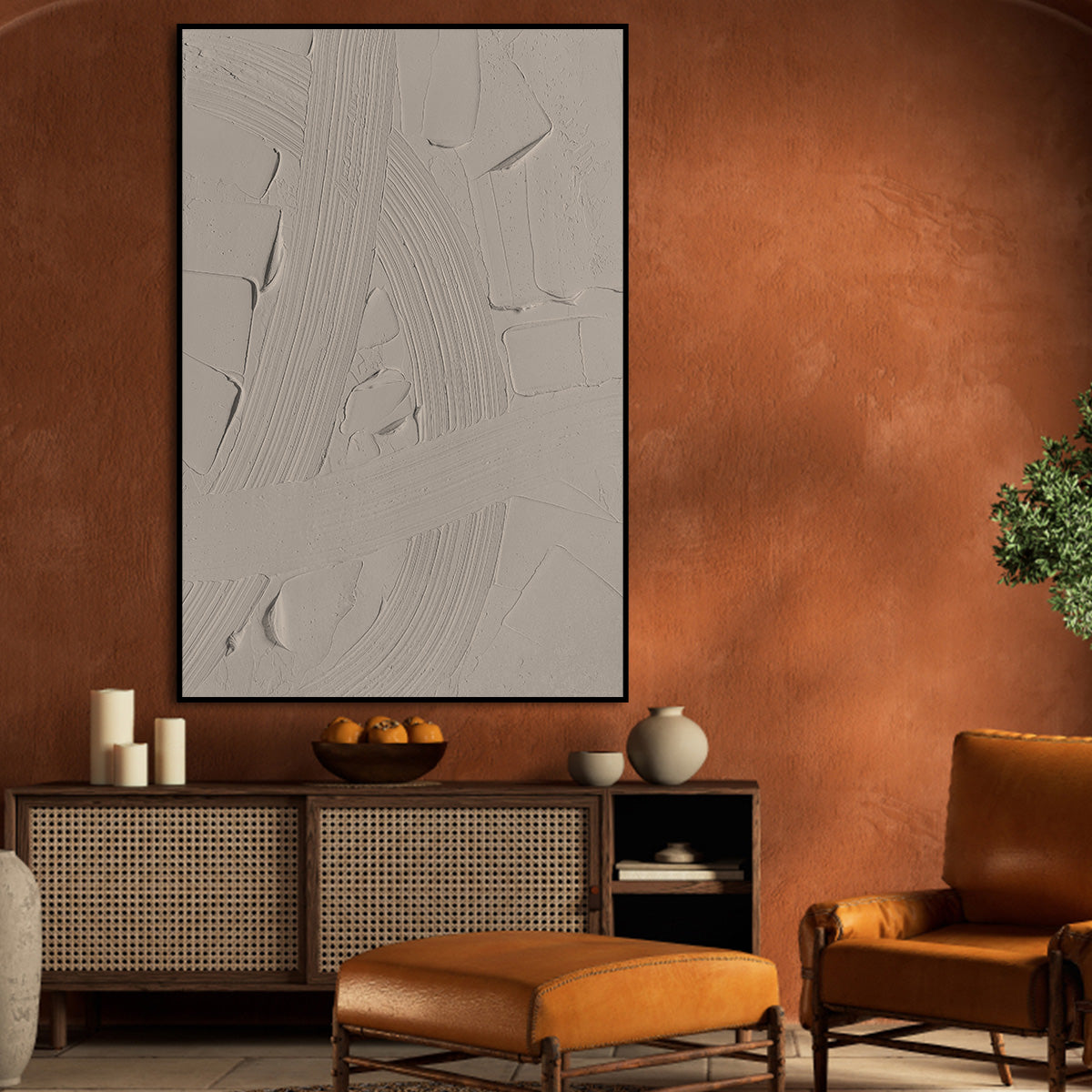 Neutral Abstract Textured Canvas Art