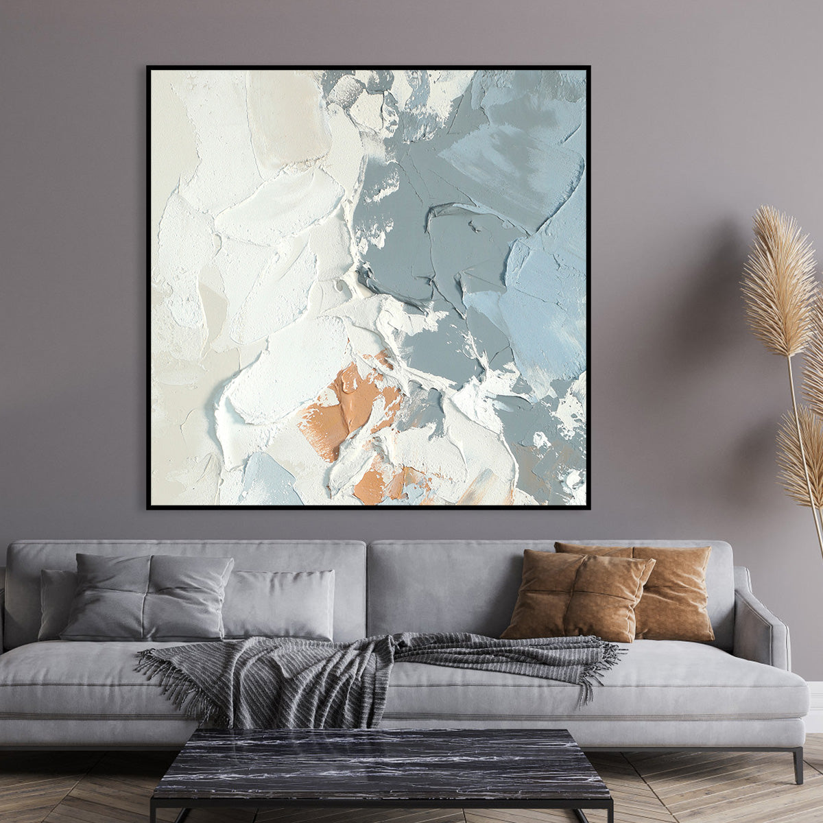Warm and Cool Textured Abstract Canvas Art - Earth and Sky Palette