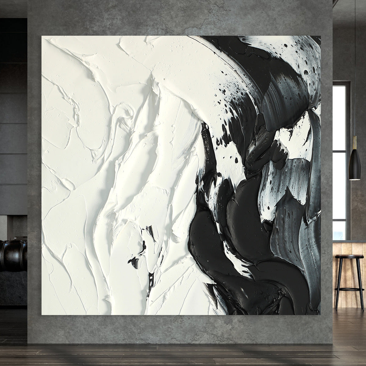 Black and White Flow Abstract Art