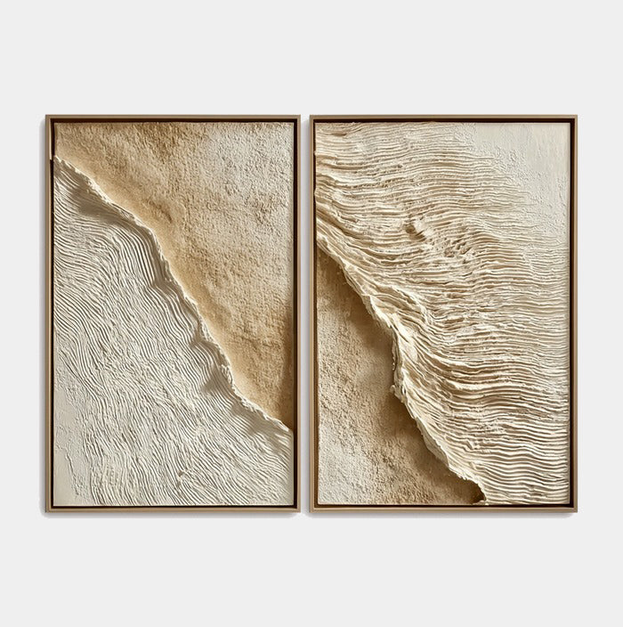 Acousart Abstract Coast – Modern 3D Textured Wall Art Diptych