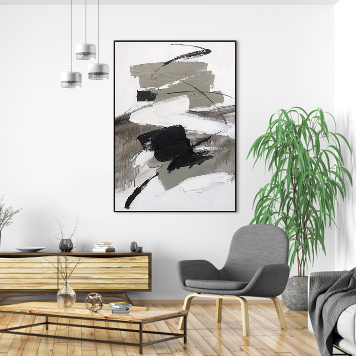 Black and Grey Ink Style Painting