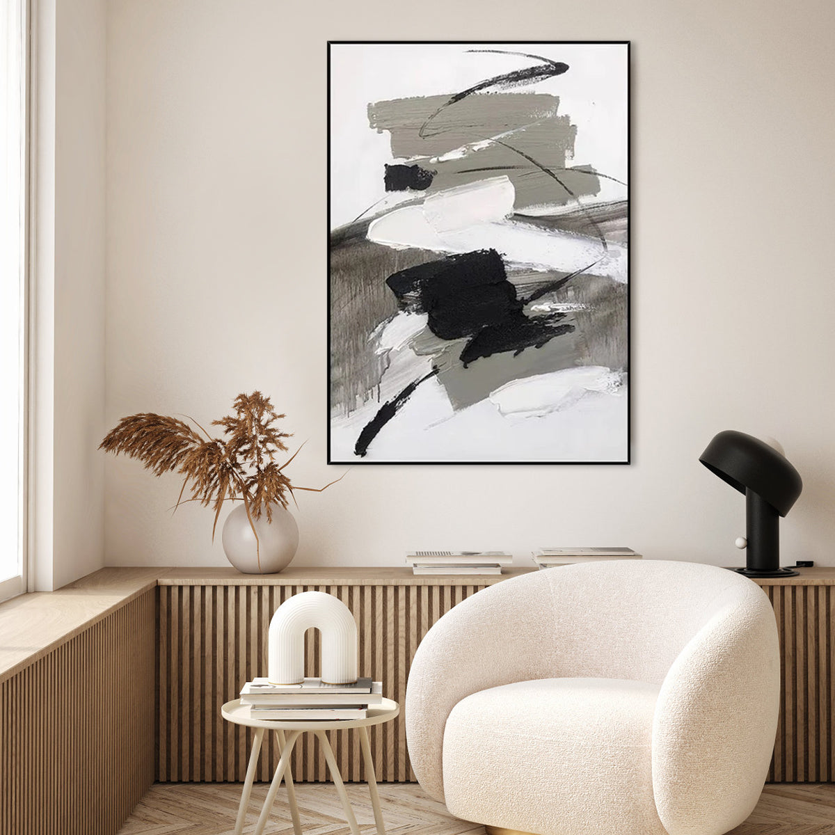 Black and Grey Ink Style Painting
