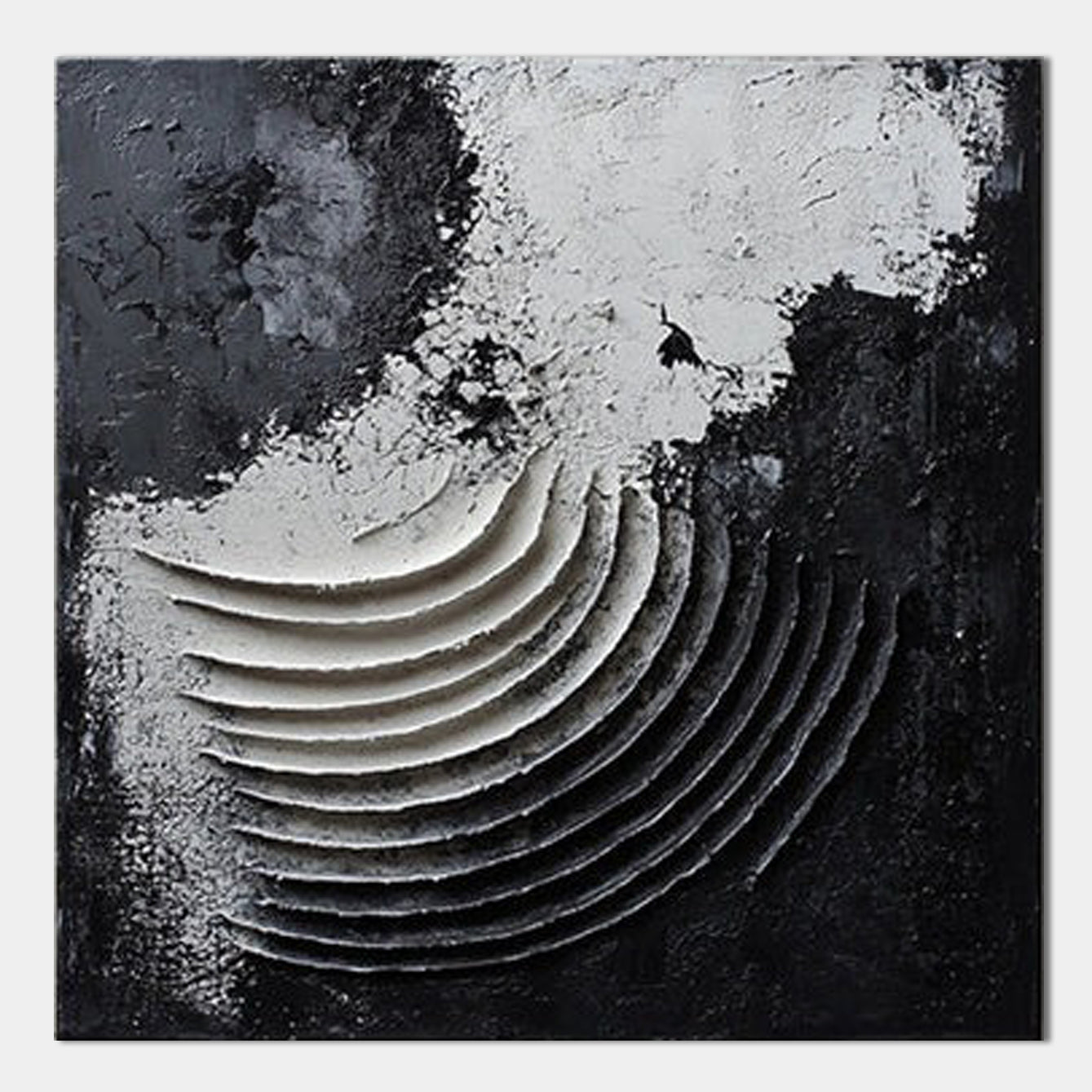 Eclipse Waves: Black & White Relief-wp240098