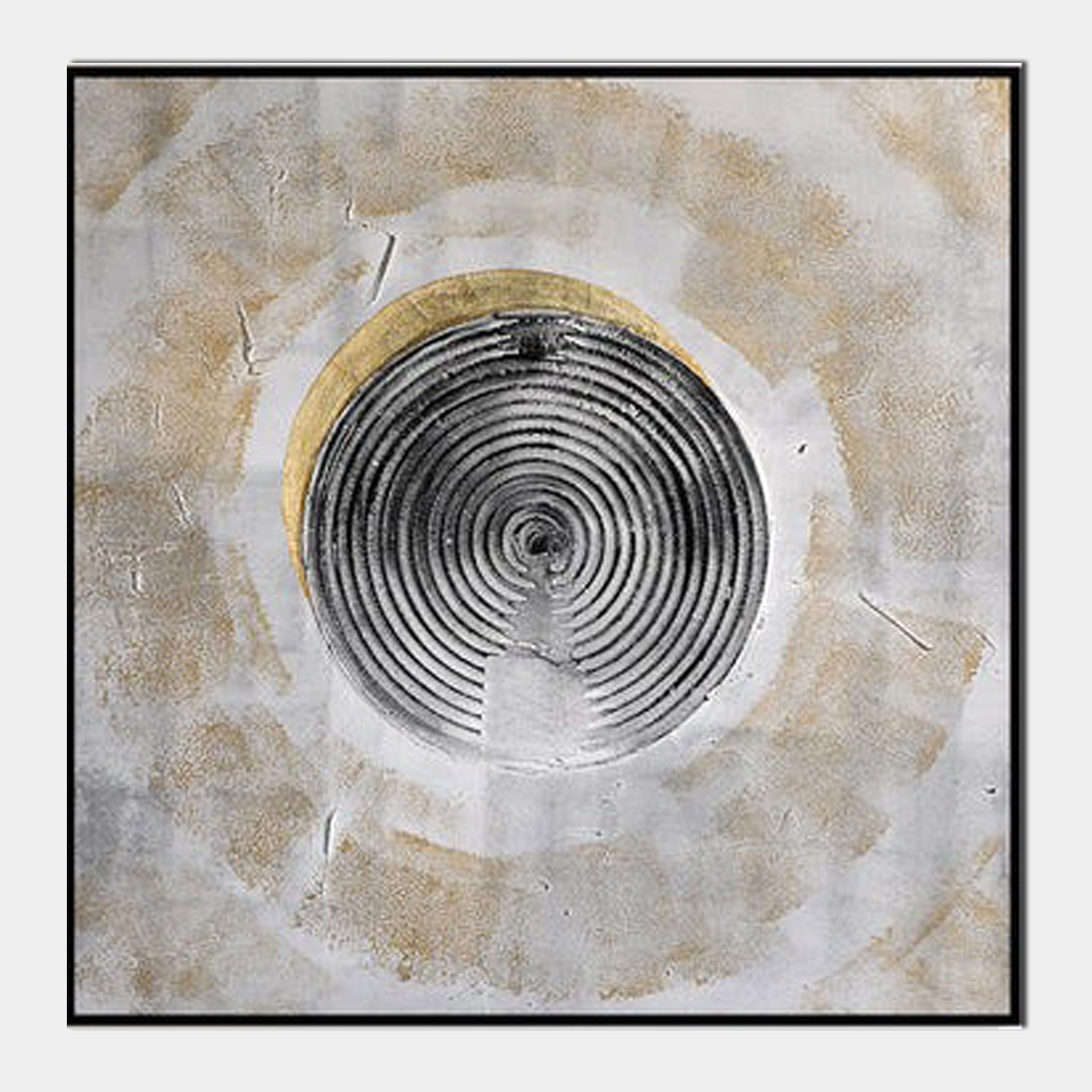 Golden Reverberations: Textured Abstract Spiral