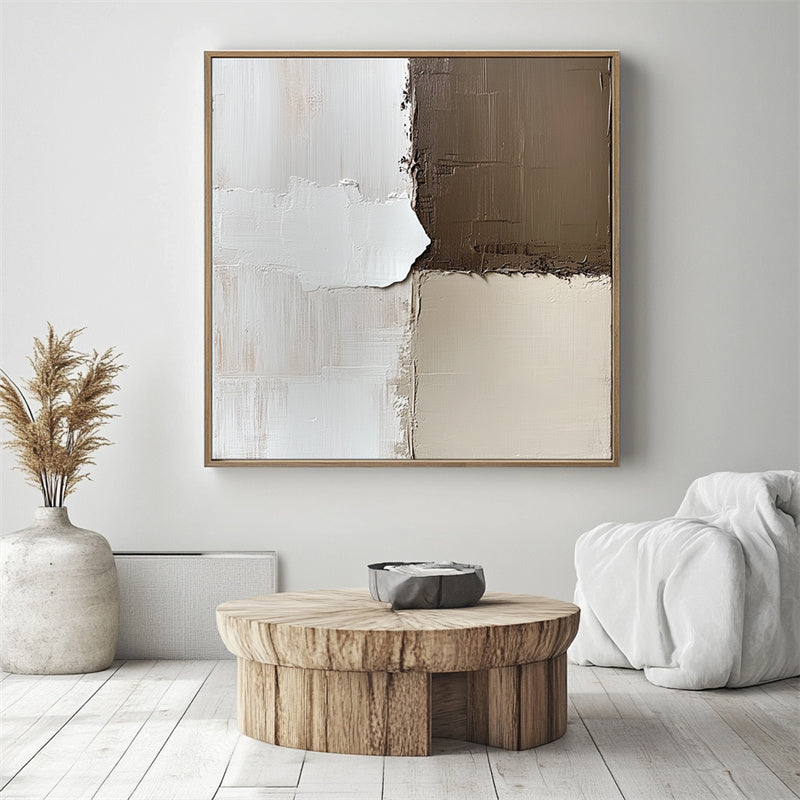 Neutral Blocks: Textured Simplicity - Textured Minimalist Abstract Painting