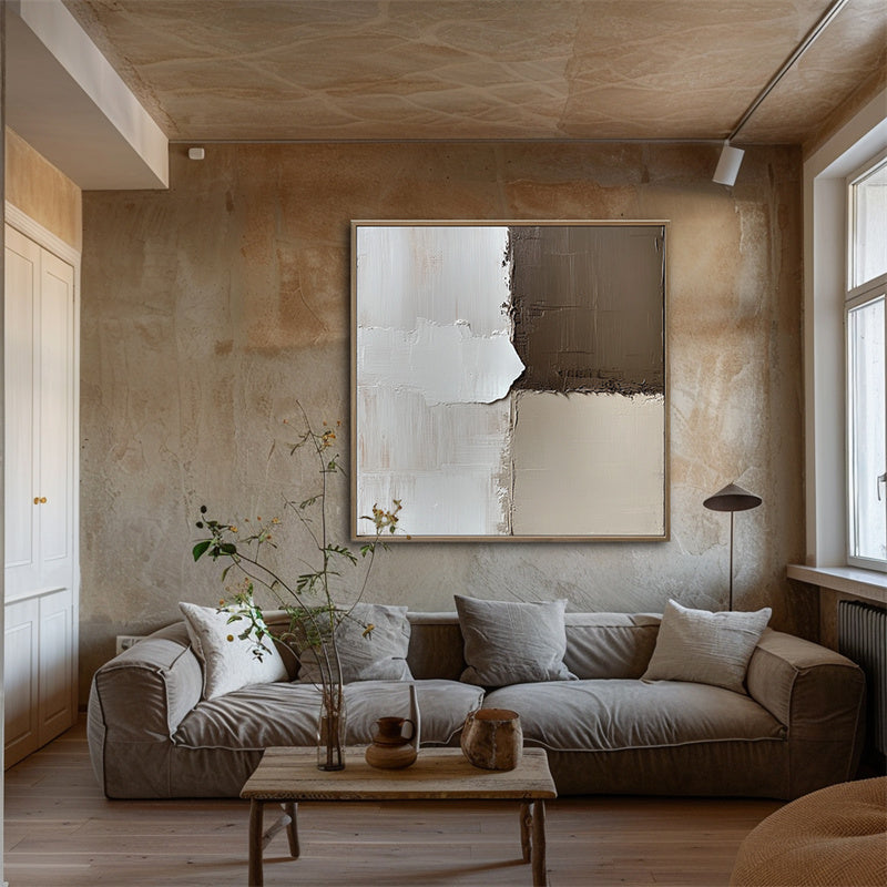 Neutral Blocks: Textured Simplicity - Textured Minimalist Abstract Painting