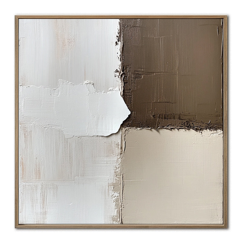 Neutral Blocks: Textured Simplicity - Textured Minimalist Abstract Painting
