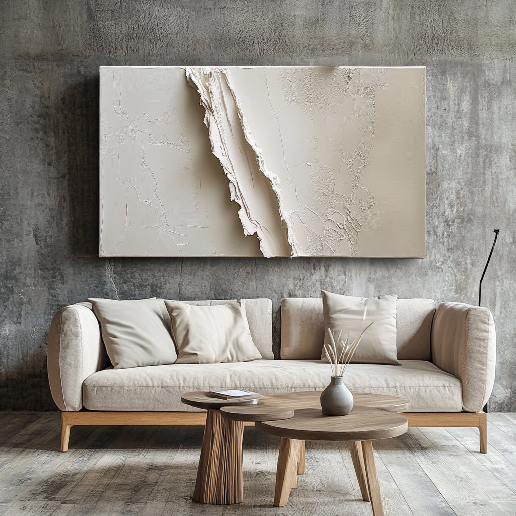 Serenity Ridge minimalist texture wall art 3d diptych with neutral sculptural ridges