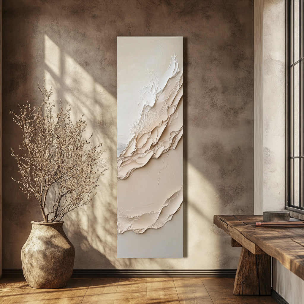 Sands of Serenity 3D wall art decoration diptych with textured neutral layered design