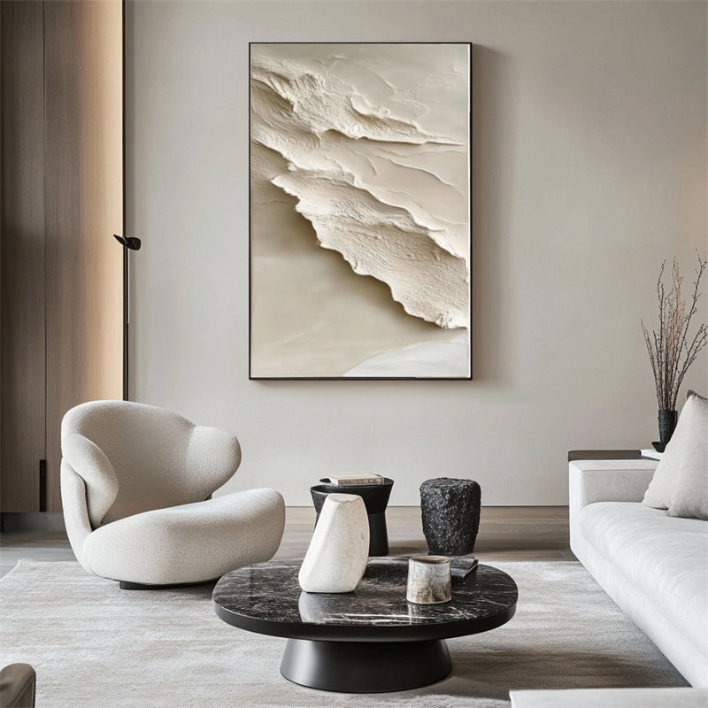 Ethereal Layers 3d wall art for living room diptych with textured abstract neutral design