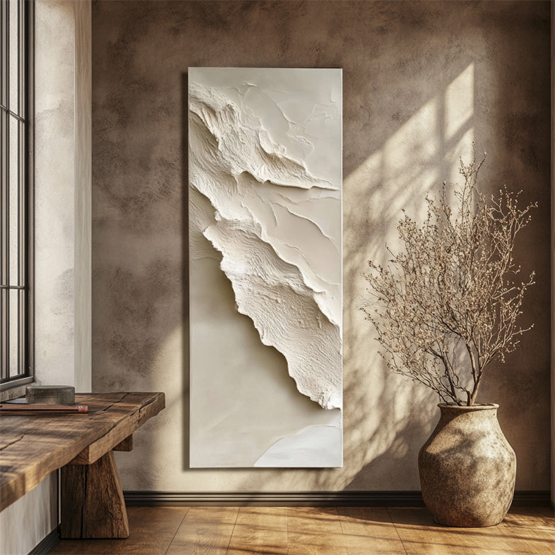 Ethereal Layers 3d wall art for living room diptych with textured abstract neutral design