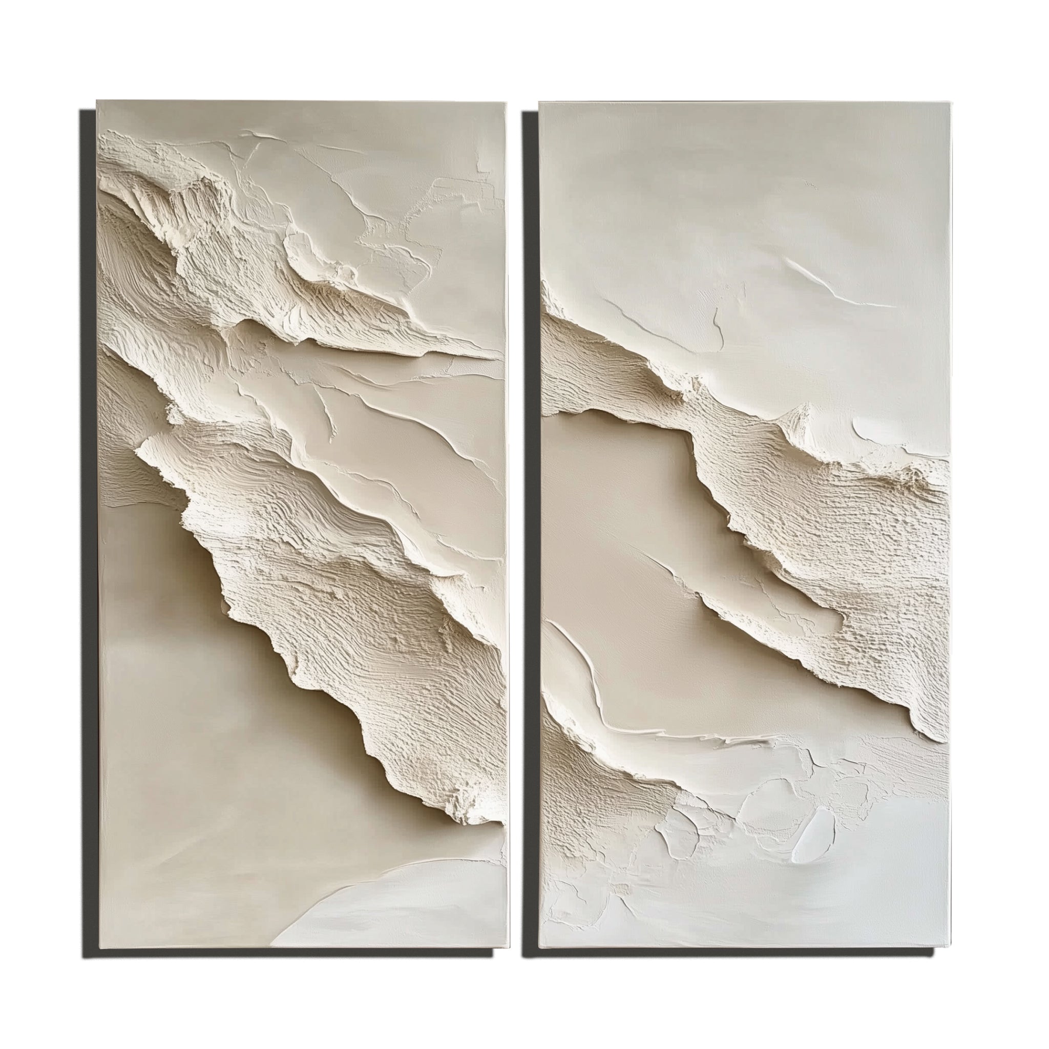 Tactile Horizons modern 3D wall art decor diptych with layered neutral textured design