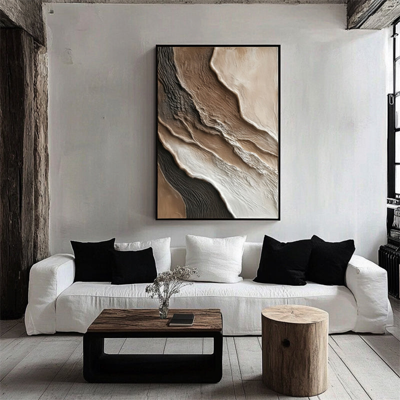 earthy textured flow artwork abstract neutral wall art