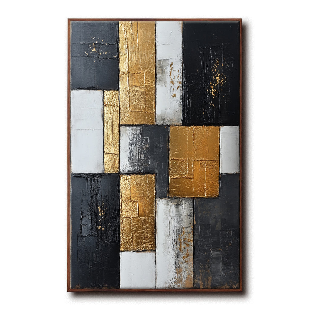 Golden Mosaic Abstract Canvas