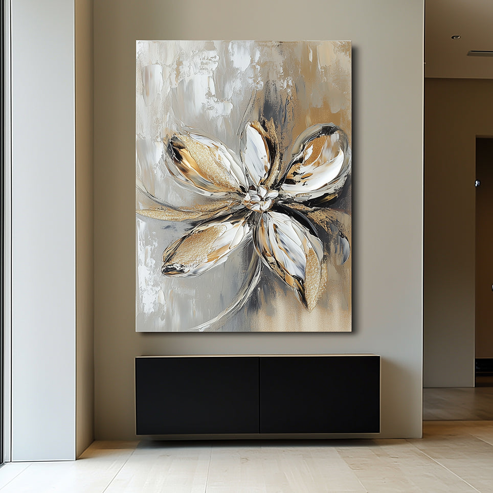 Golden Bloom Abstract Art