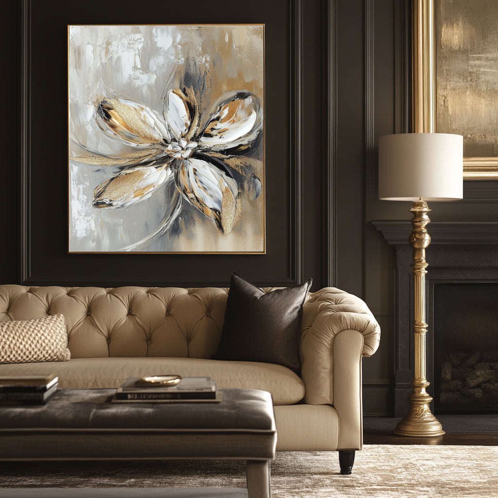 Golden Bloom Abstract Art