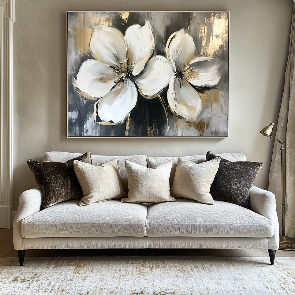 Twin Blooms Abstract Canvas