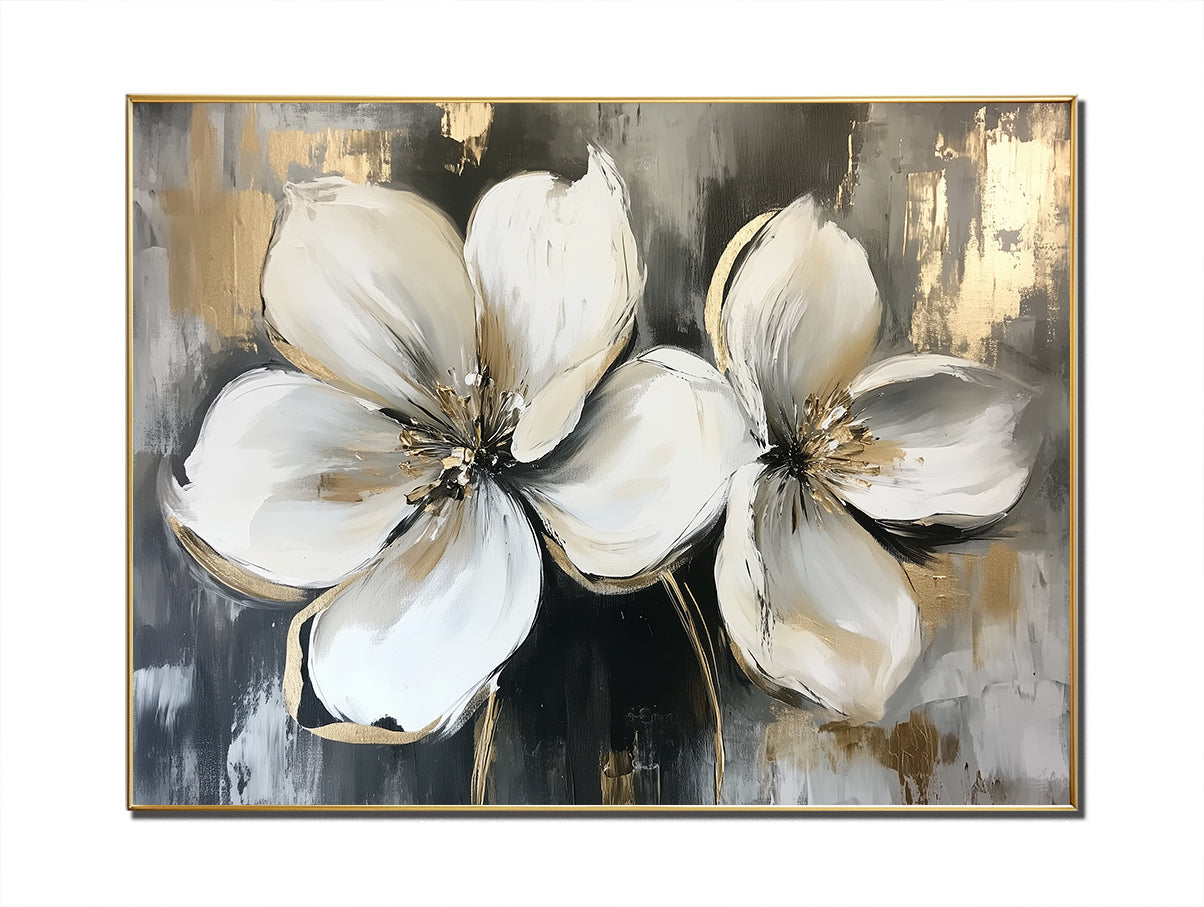 Twin Blooms Abstract Canvas