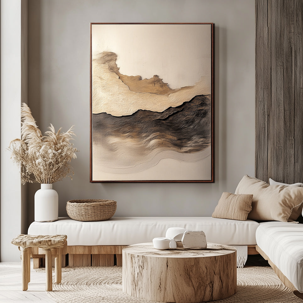 Earthbound Elegance - Neutral Toned Abstract Ocean Art