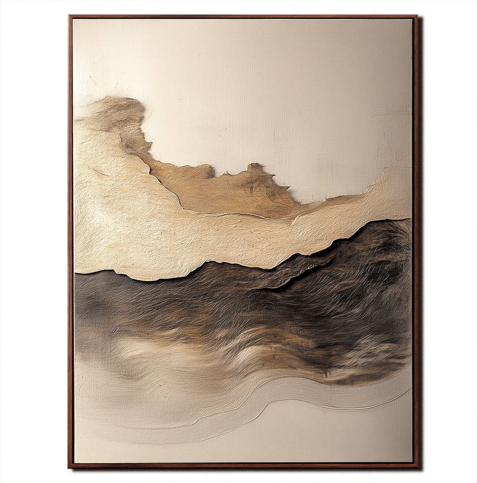 Earthbound Elegance - Neutral Toned Abstract Ocean Art