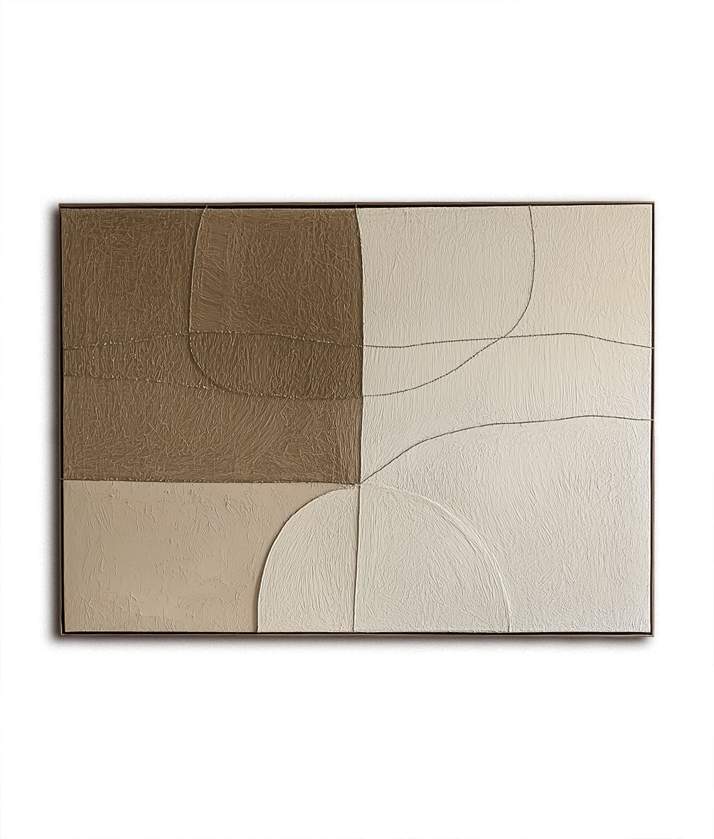 Textured abstract canvas art with neutral tones and minimalist design.