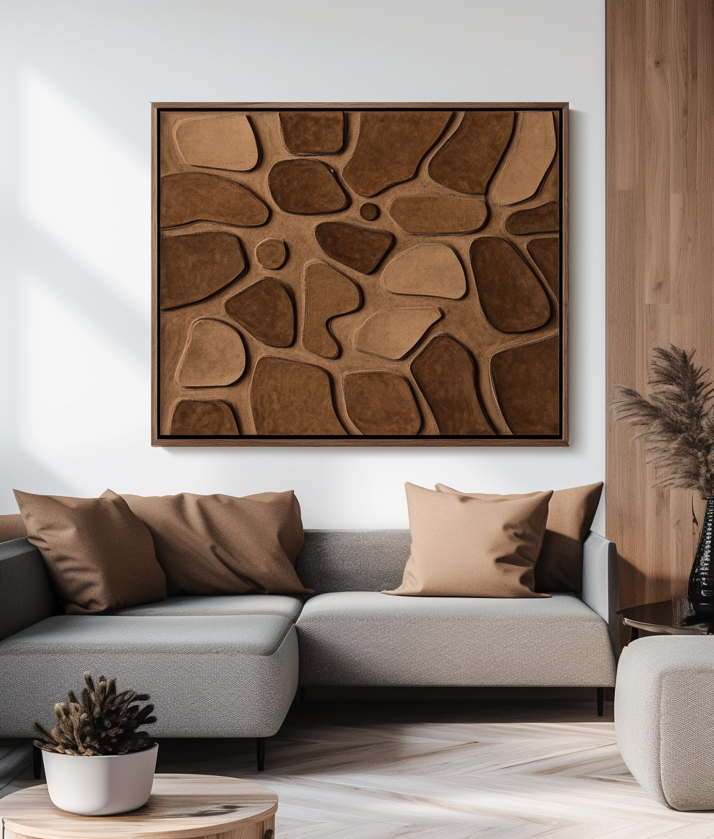 Organic Forms - Textured abstract stone art in brown and beige tones