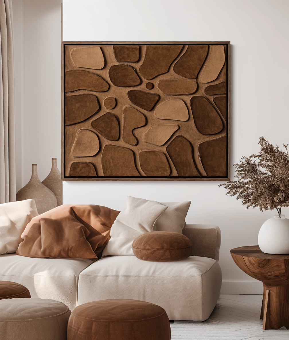 Organic Forms - Textured abstract stone art in brown and beige tones