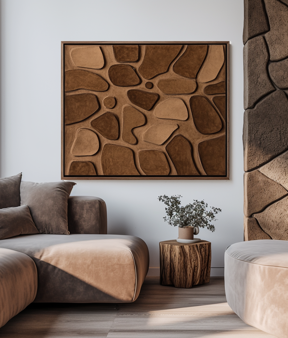 Organic Forms - Textured abstract stone art in brown and beige tones