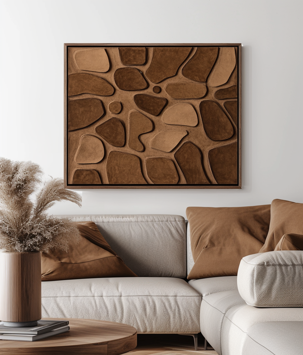 Organic Forms - Textured abstract stone art in brown and beige tones
