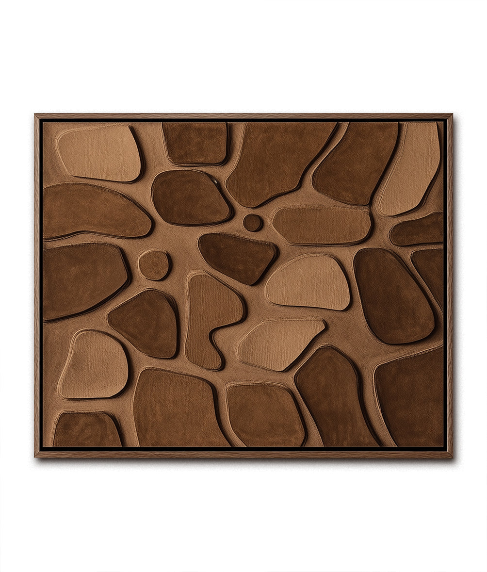 Organic Forms - Textured abstract stone art in brown and beige tones