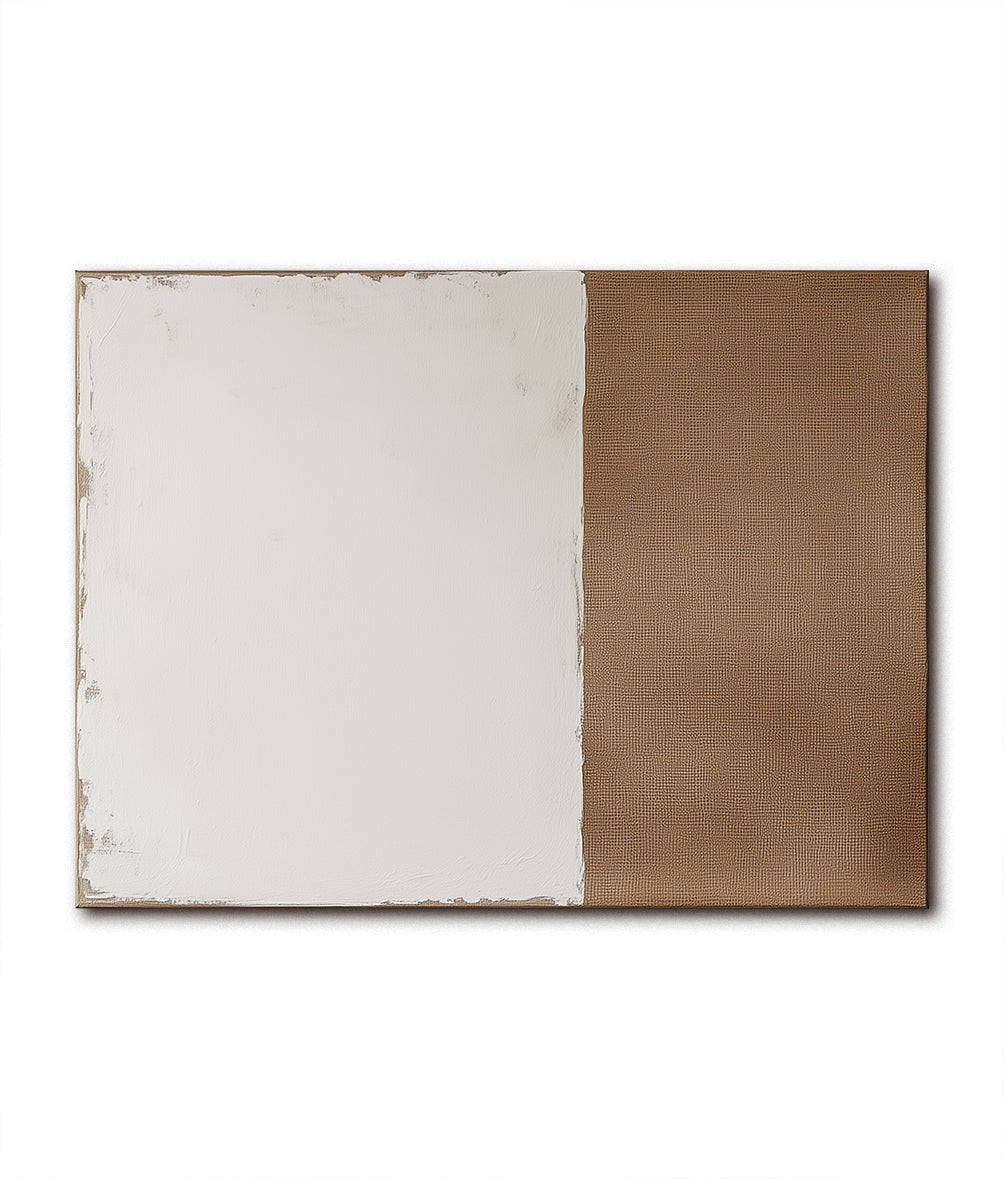 Minimalist textured abstract wall art in neutral tones with white and beige.