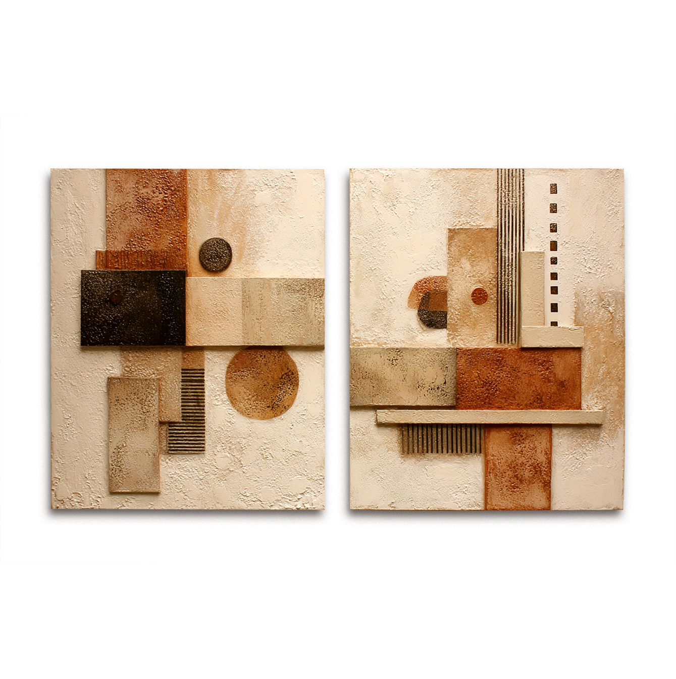 Abstract Life abstract textured wall art with geometric shapes and earthy tones.