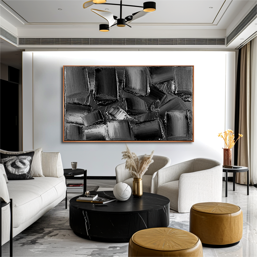 Abstract Wabi Texture Black time AG068