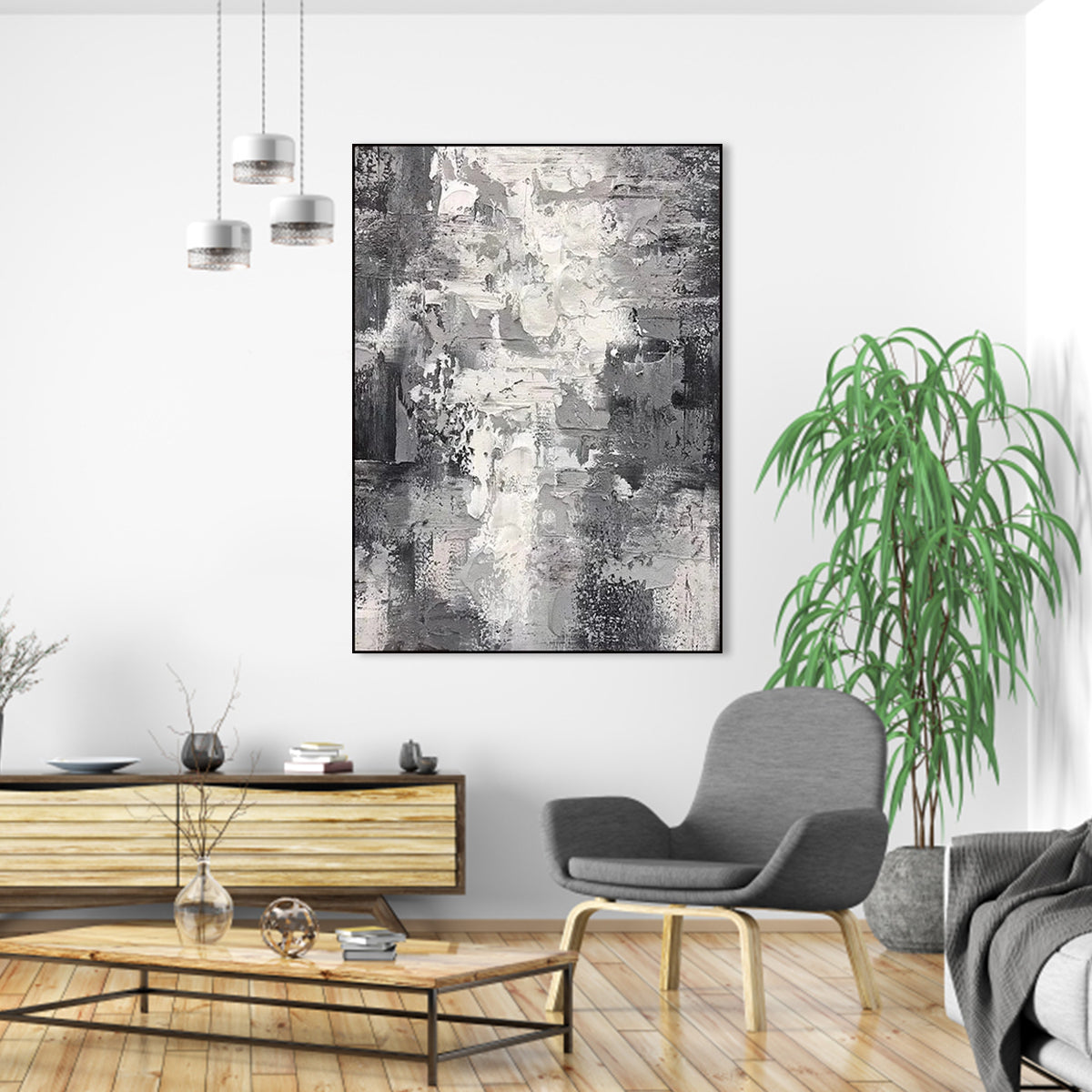 Monochrome Musings – black and white wall art abstract with textured grayscale design