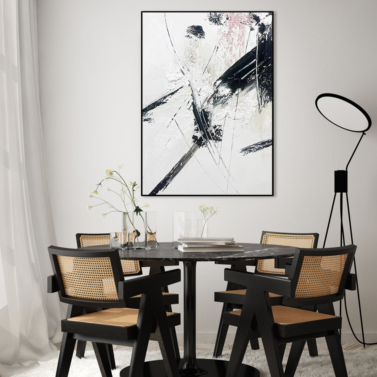 Abstract Elegance - Black and White Canvas Art