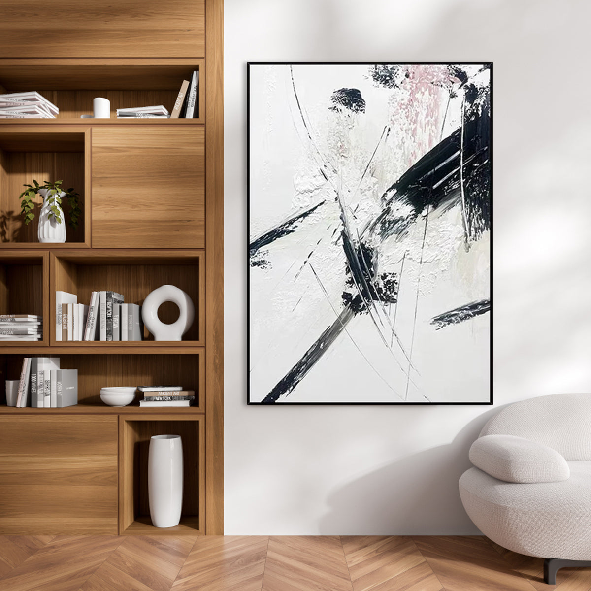 Abstract Elegance - Black and White Canvas Art