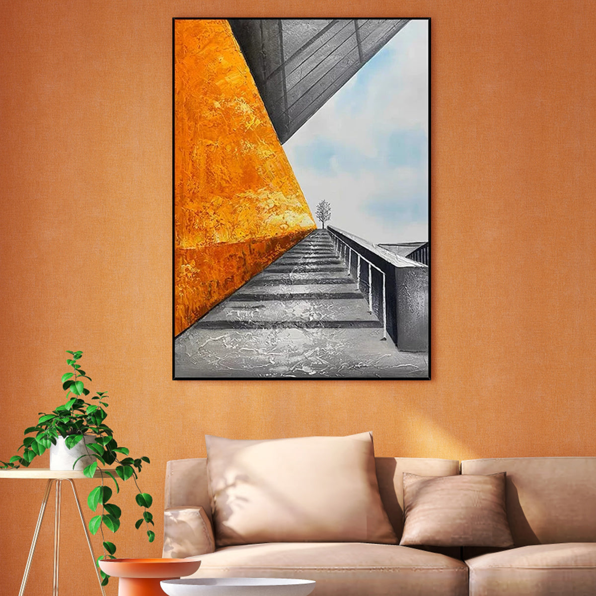 Chromatic Ascent contemporary modern abstract art geometric textured painting
