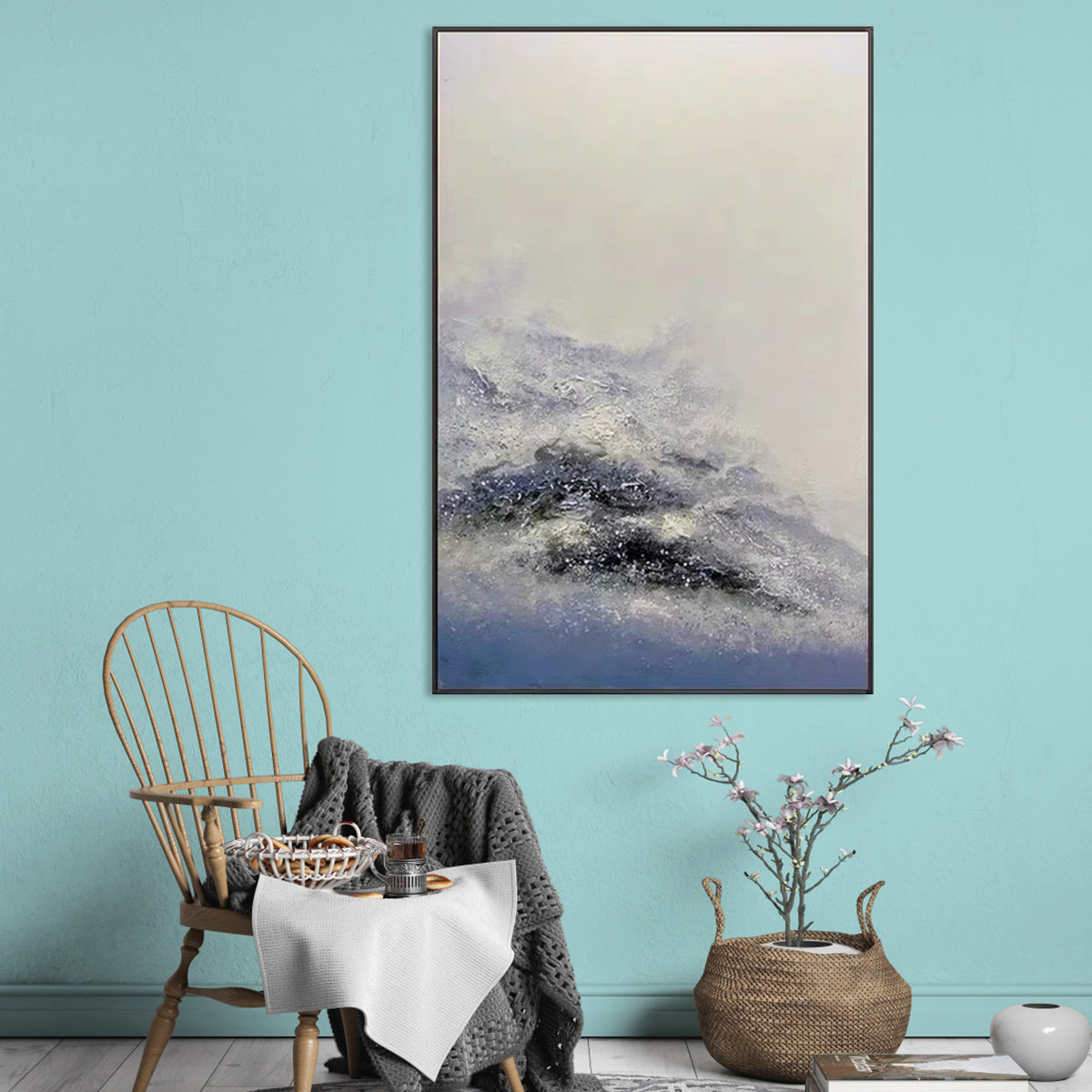 Find My Spirit blue and grey wall art minimalist abstract painting