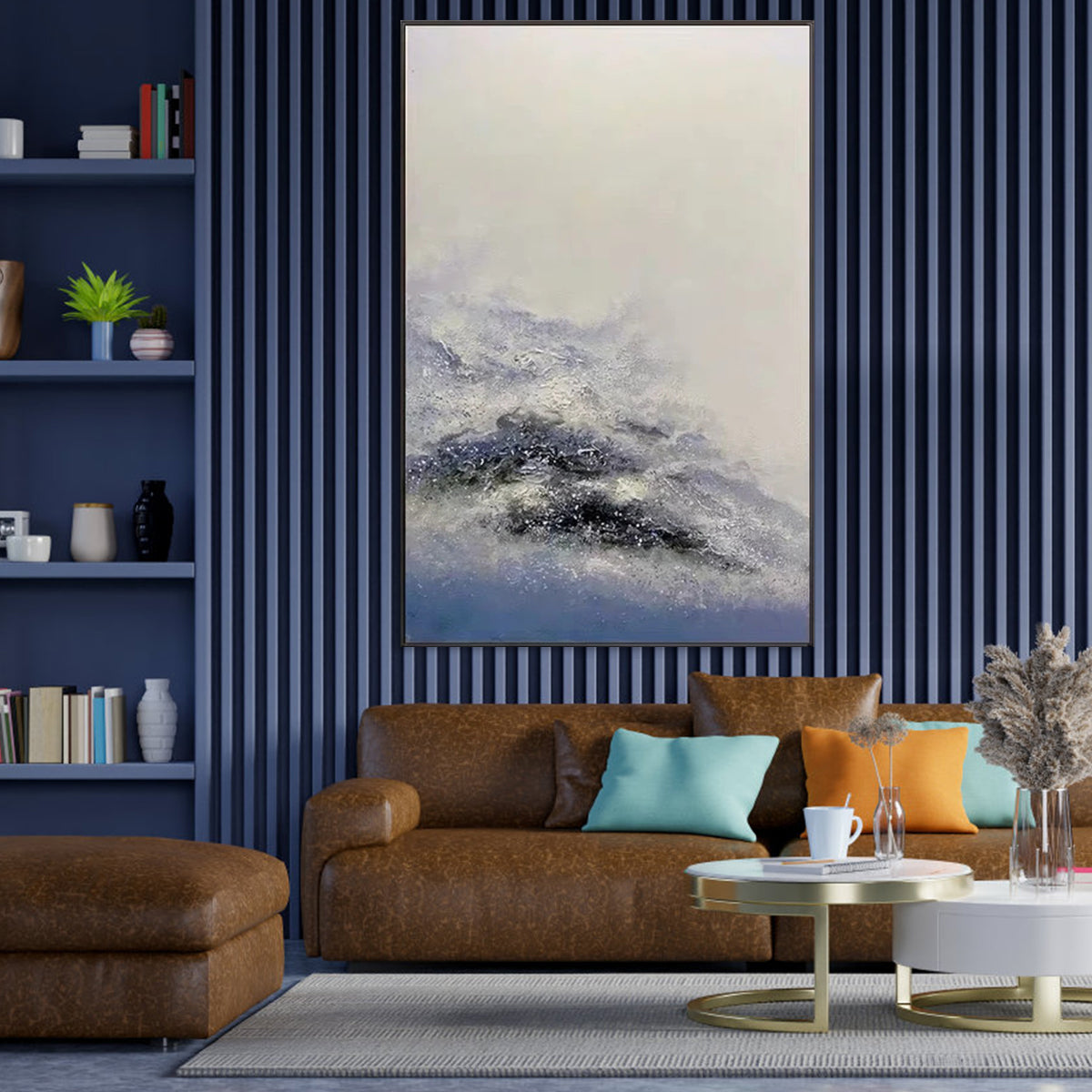 Find My Spirit blue and grey wall art minimalist abstract painting