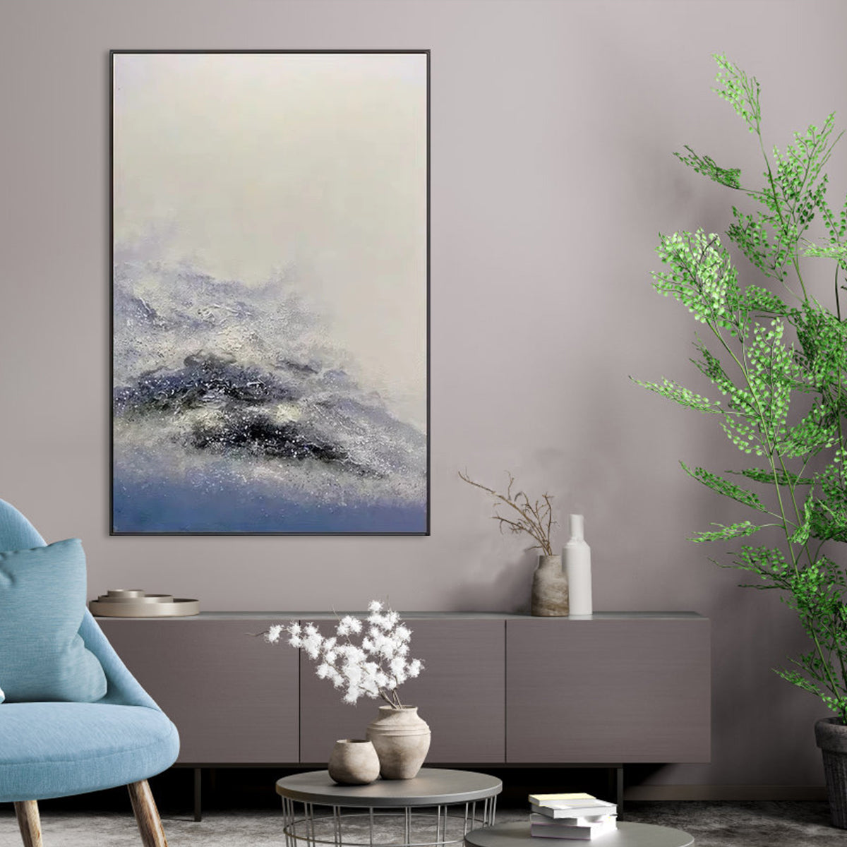 Find My Spirit blue and grey wall art minimalist abstract painting
