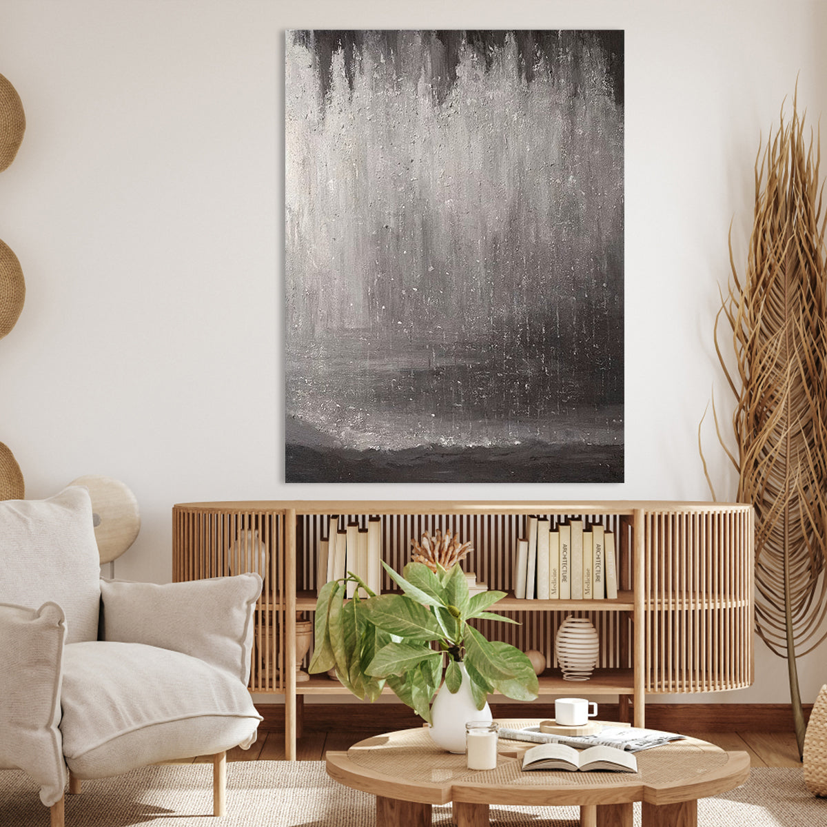 Gray Matter abstract painting minimalist textured grey wall art