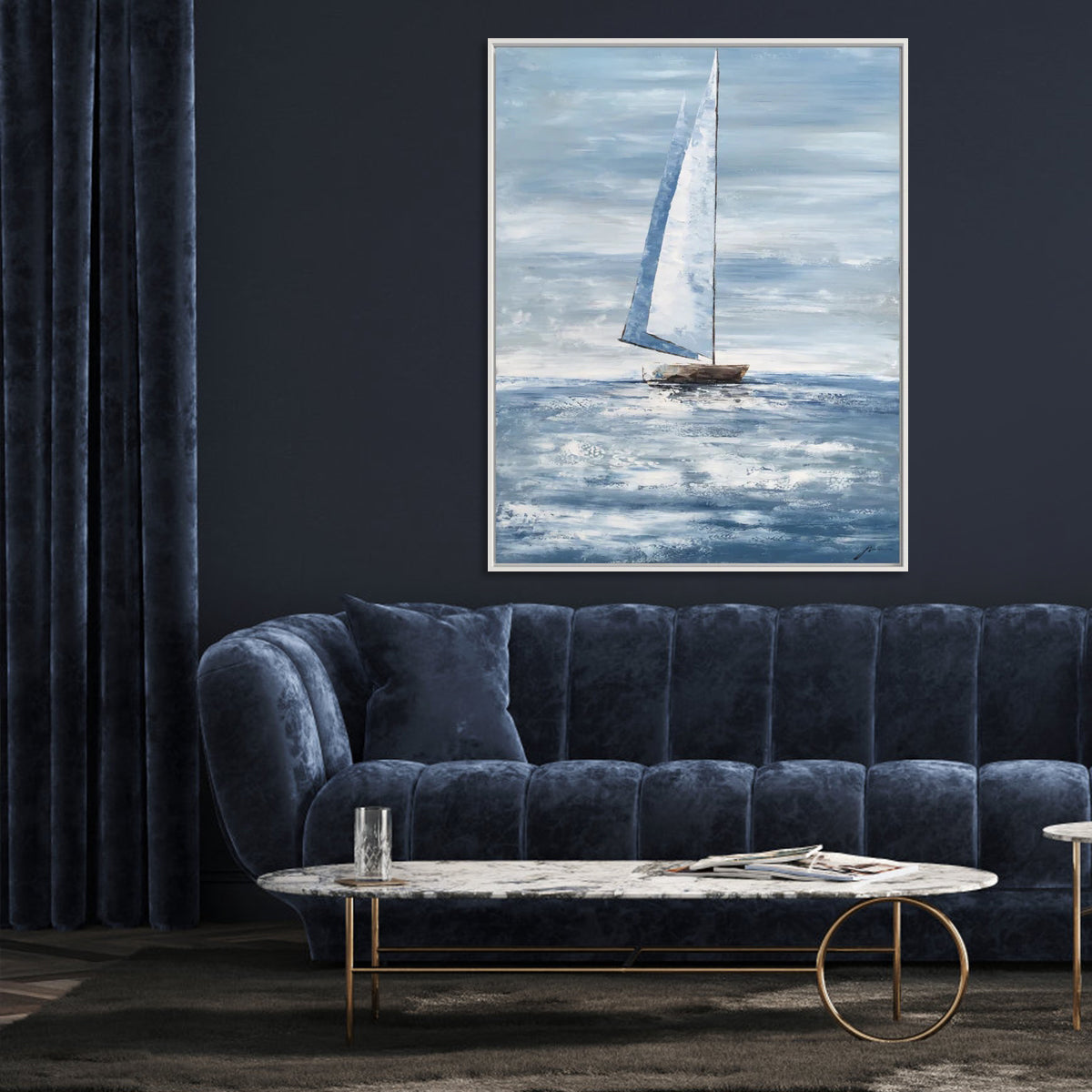 Sailing Far Away – Nautical Sailboat Painting